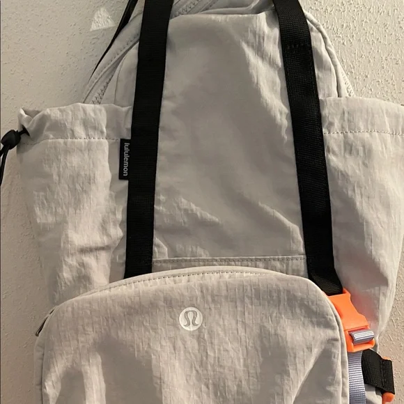 lululemon athletica Light Gray Backpack with Orange Detail display picture 1